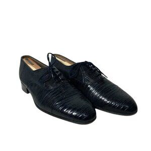 Men's Size 9.5 Frank Foti Midnight Blue Lizard Dress Shoes